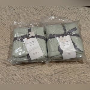 Anthropologie Vatteret Quilted Plush Jersey Euro Sham Mint NWT X 2